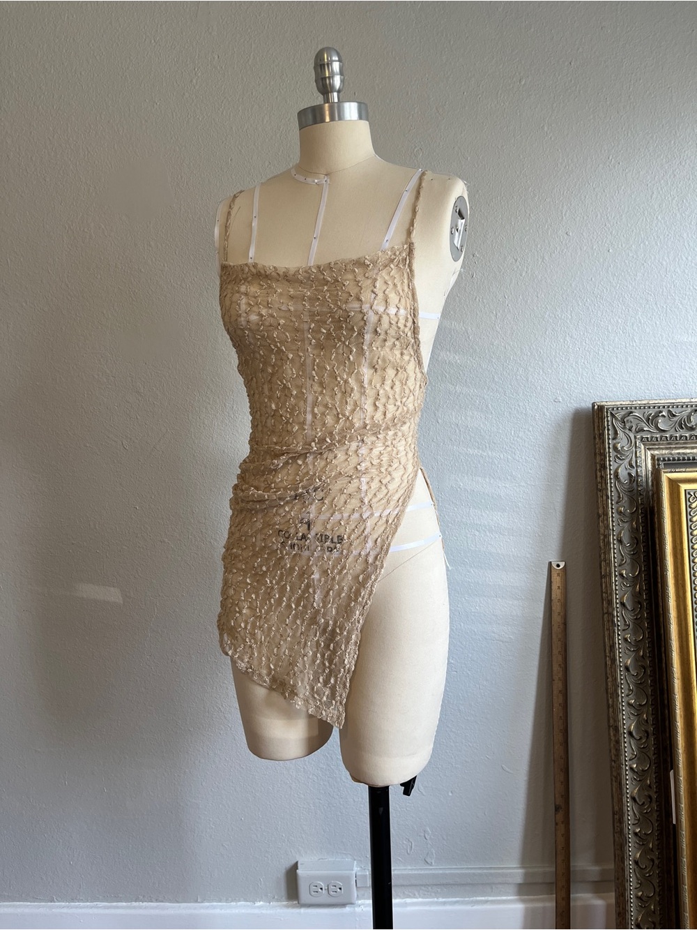Pull and Bear Beige Sheer Asymmetric Top